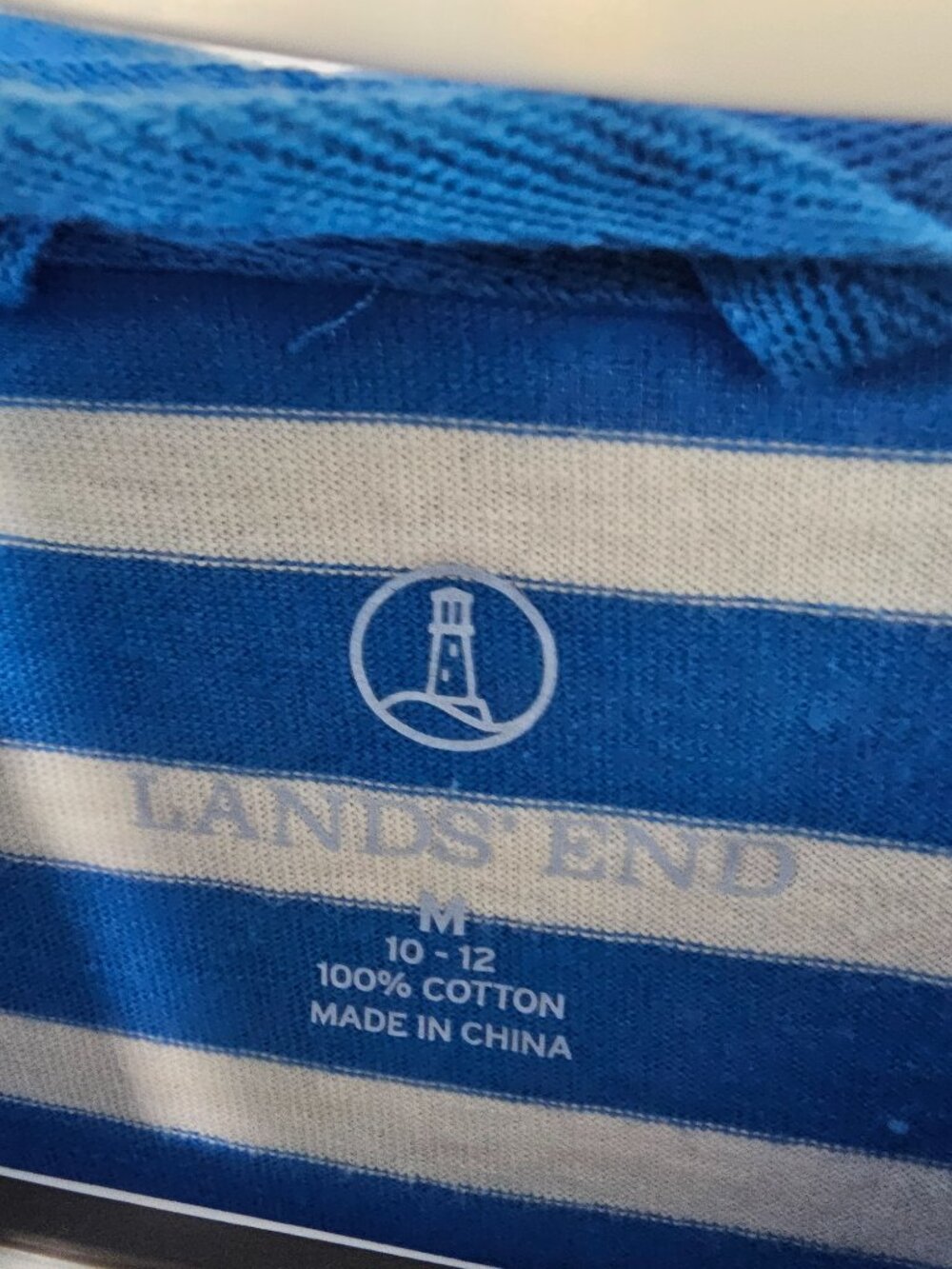 Lands' End Dress Coverup Blue White Stripes Hooded Beach Summer Casual M - Picture 8 of 10